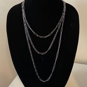 Bellezza Bronze 3 Strand Paperclip Elongated Link Necklace 
Silver